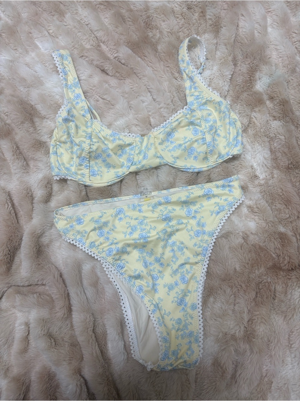 Yellow and Light Blue Floral bikini